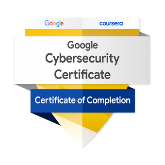 Google Cybersecurity Professional Certificate badge, issued by Google · Coursera